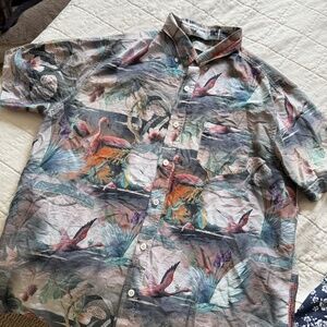 Oxford Lads Flamingo Button-Down Shirt – Size L